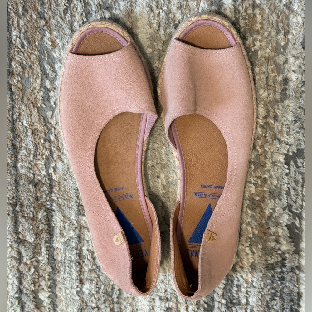 Verbenas Cruz Open Toe Suede Espadrille in Antique Pink Size 41 - Picture 2 of 11